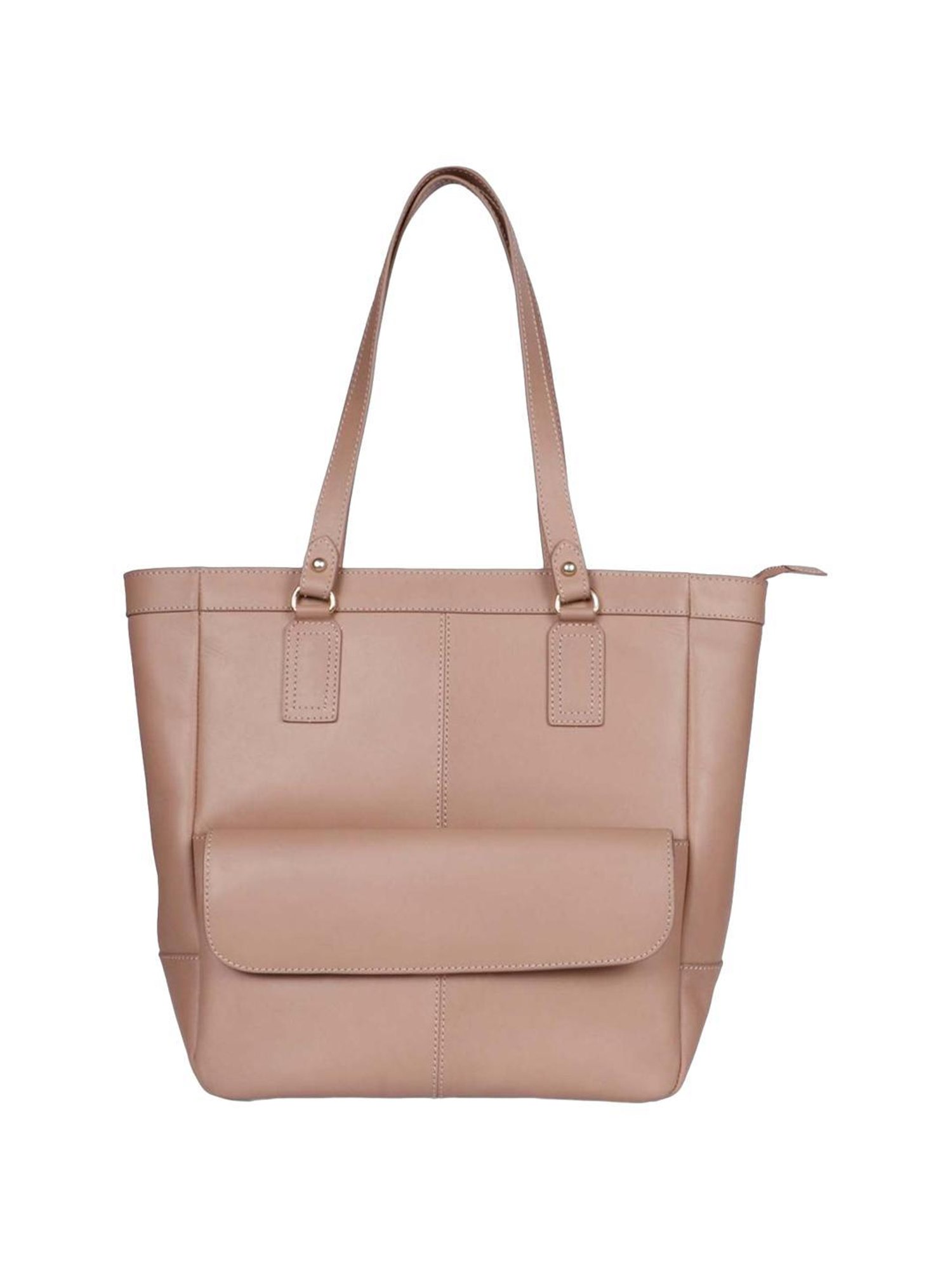 Favore Peach Solid Medium Tote Handbag