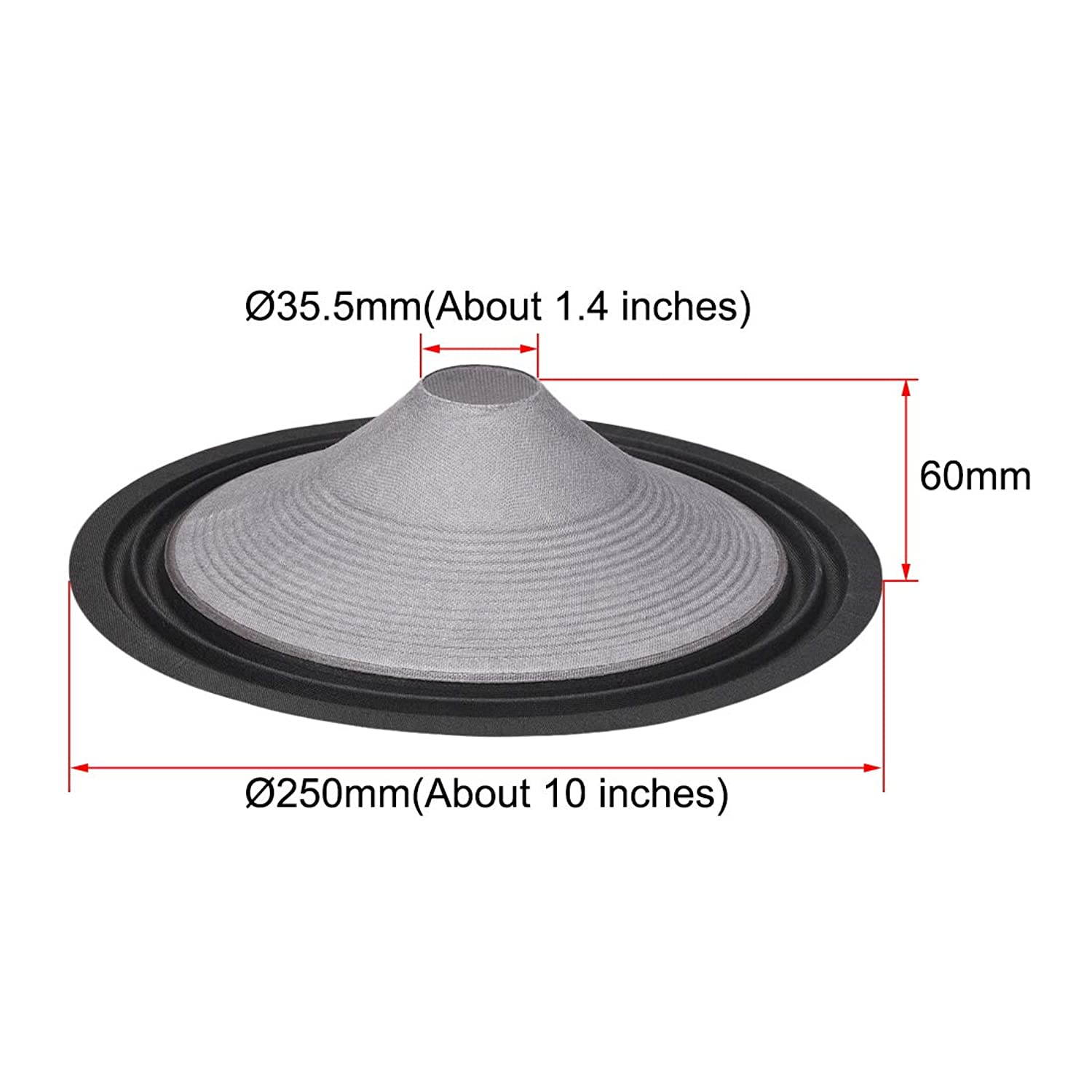 uxcell 10 inches Paper Speaker Cone Subwoofer Drum Ripple Paper 1.4 inches Coil Diameter with 2 Cloth Surround Purple Grey