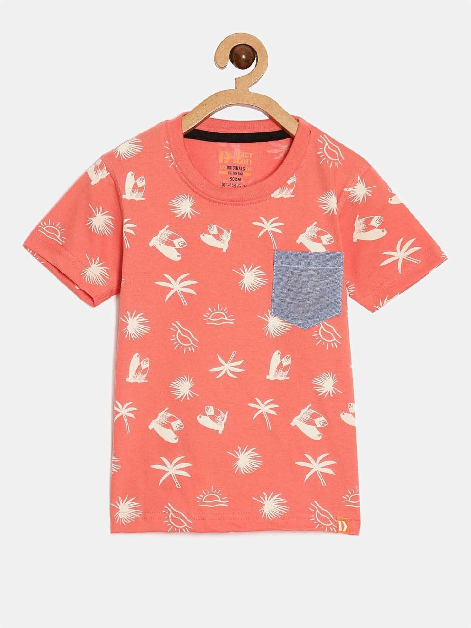 Dixcy Scott Originals Kids Peach & White Cotton Printed T-Shirt