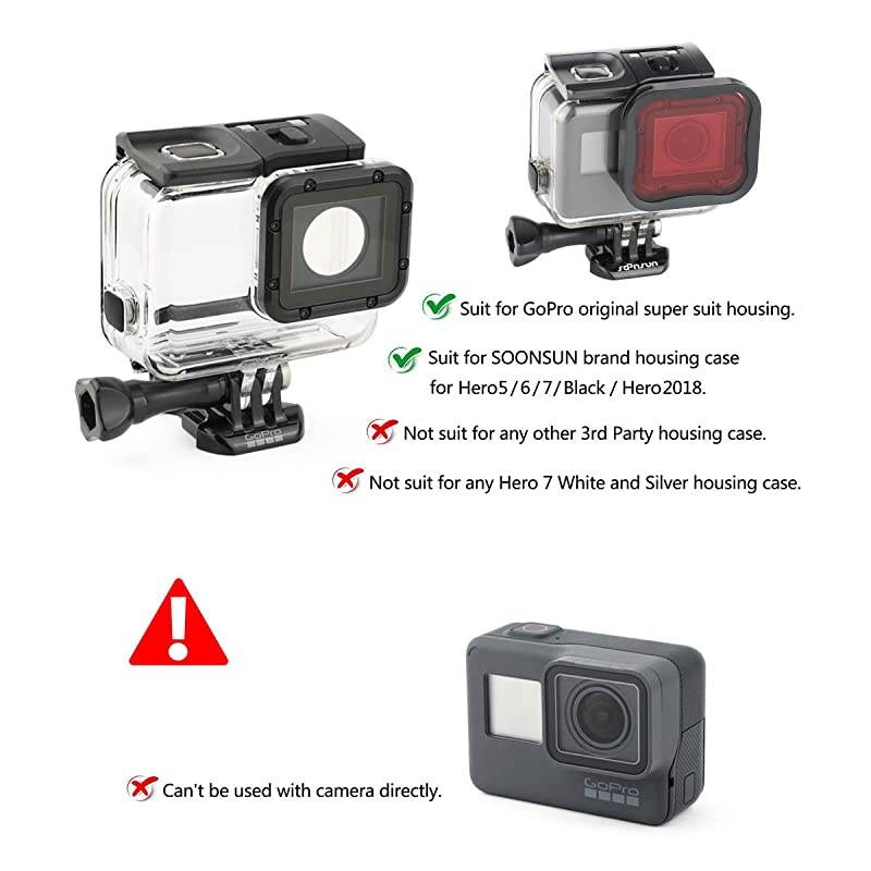 3 Pack Dive Filter for GoPro Hero 5 6 7 Black Super Suit Dive Housing RedLight Red and Magenta Filter Enhances Colors for Various Underwater Video and Photography Conditions