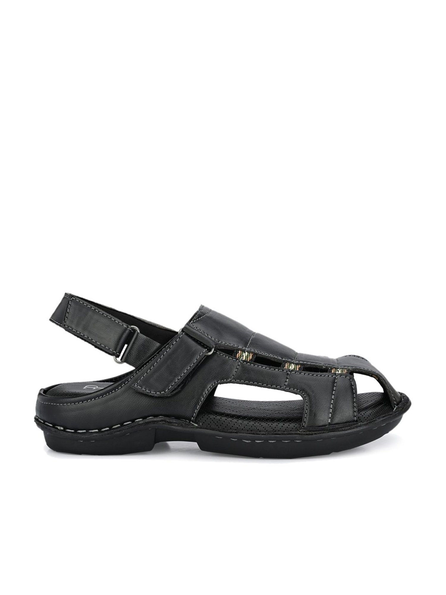 El Paso Men's Black Fisherman Sandals