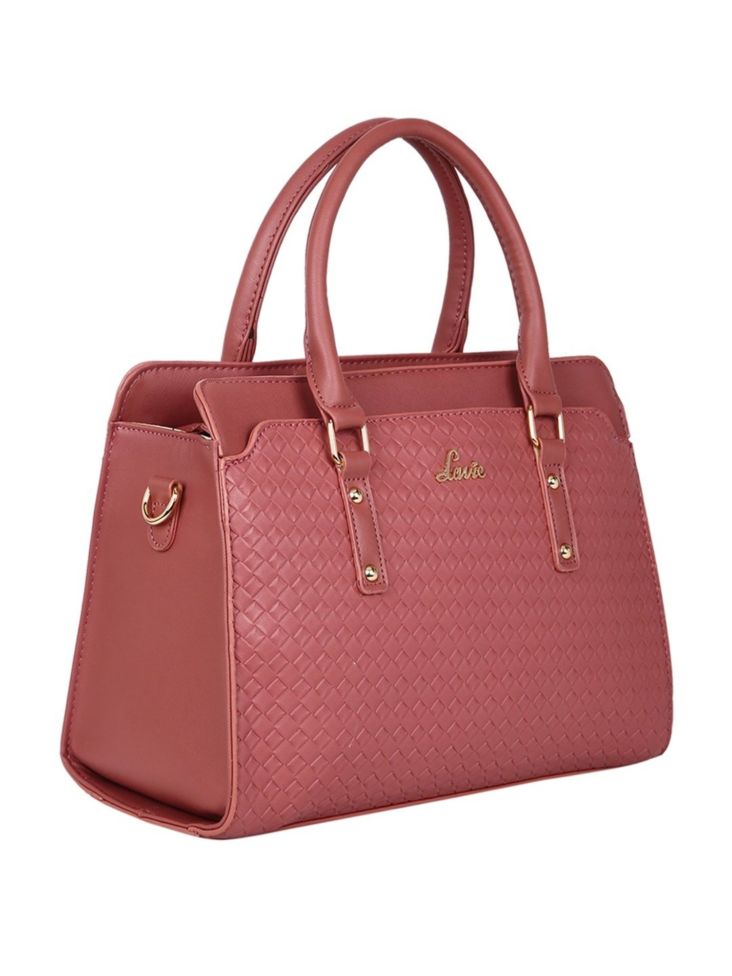 Lavie Dark Pink Synthetic Textured Handbag