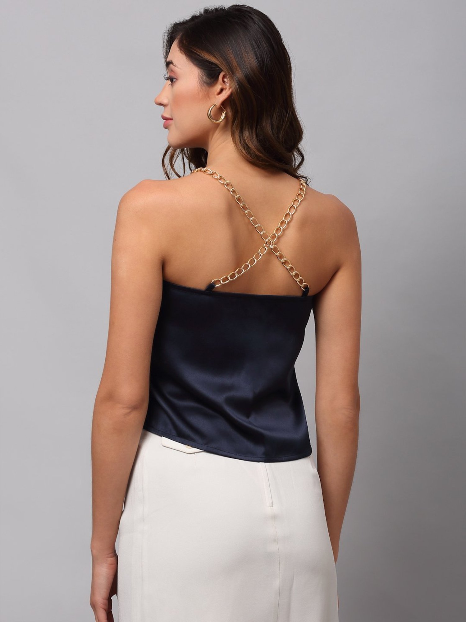 NEUDIS Navy Round Neck Spaghetti Top