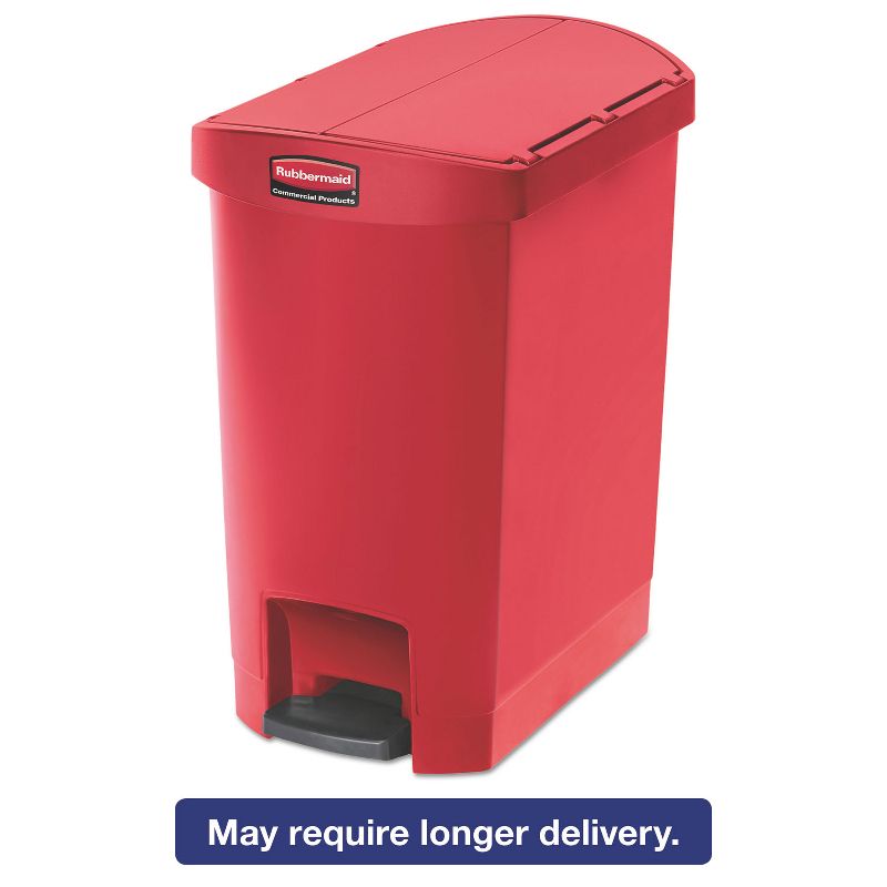 Rubbermaid Commercial Slim Jim Resin Step-On Container End Step Style 8 gal Red 1883565