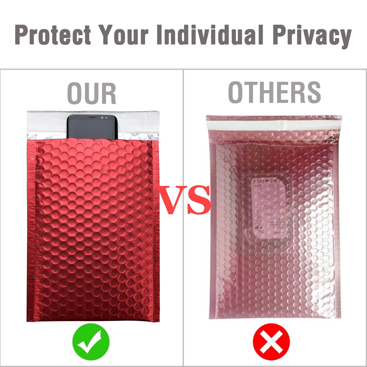 Fu Global Metallic Bubble Mailers 6x10 Inch Red Self Seal Padded Envelopes Pack of 25