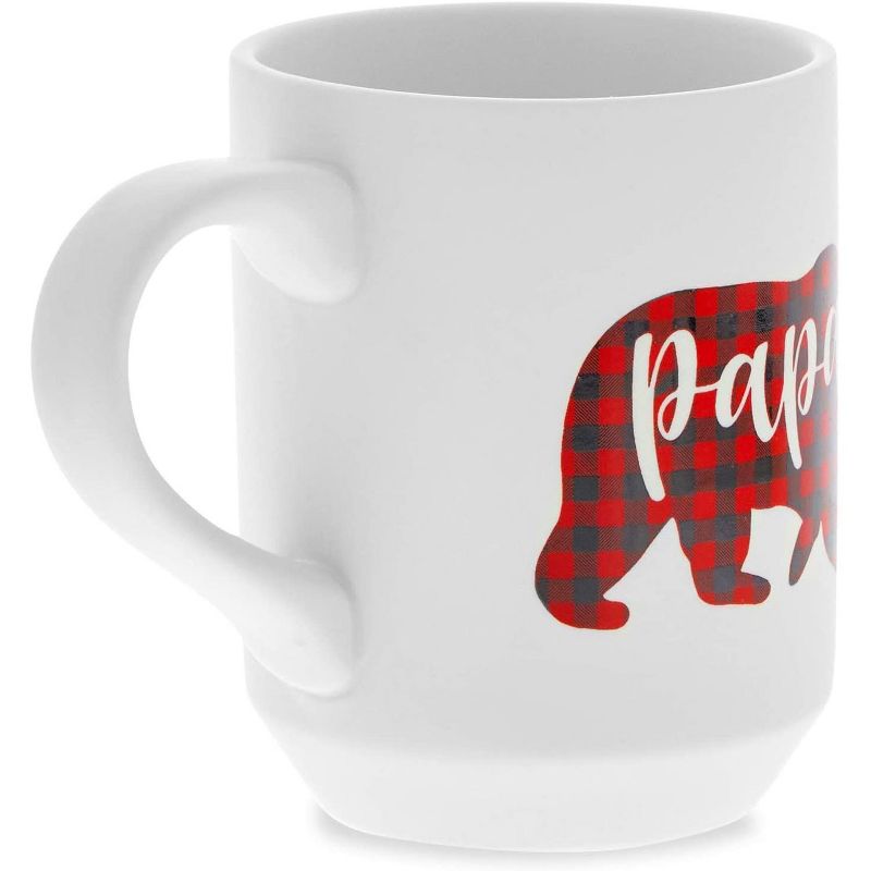 Sparkle and Bash 2-Pack 15 Oz Large White Ceramic Coffee Mugs Tea Cups for Couples, Papa Bear & Mama Bear