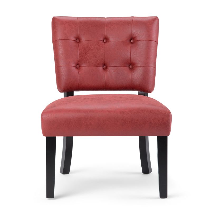 24" Barkley Accent Chair Ruby Red Faux Air Leather - WyndenHall