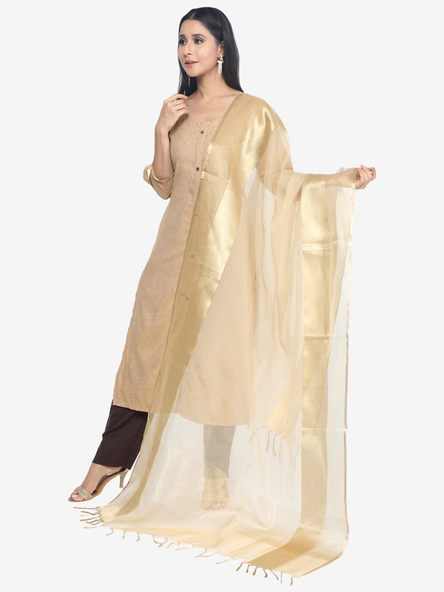 Paislei Beige Printed Viscose Kurta