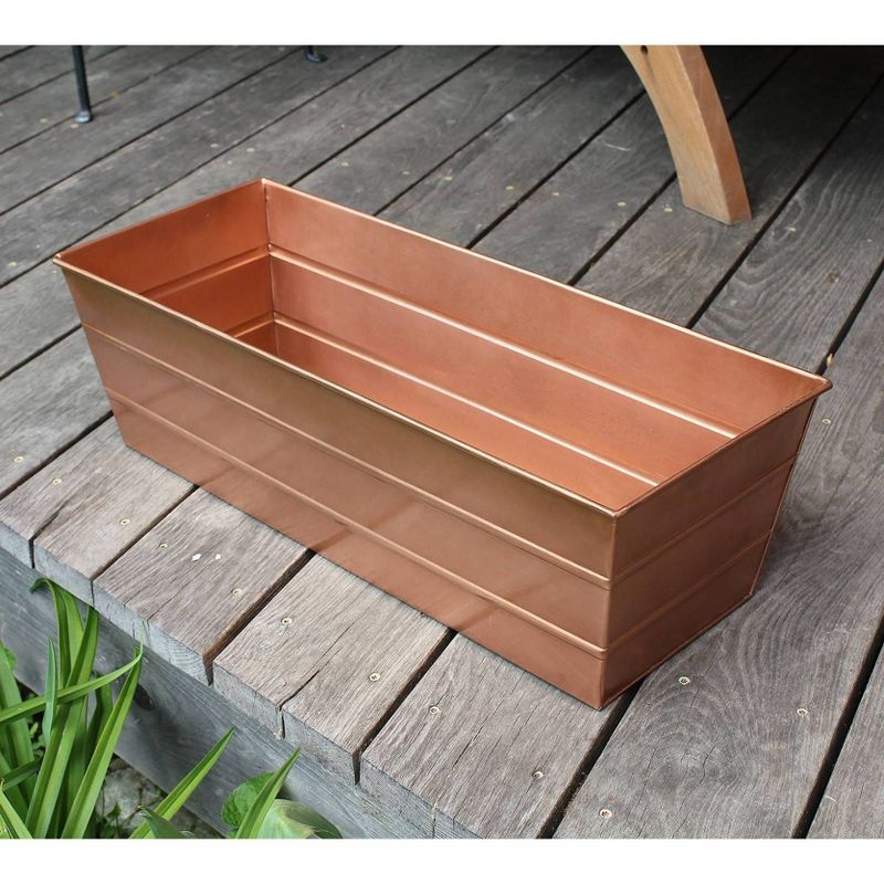 Medium Rectangular Galvanized Metal Planter Box Copper - ACHLA Designs