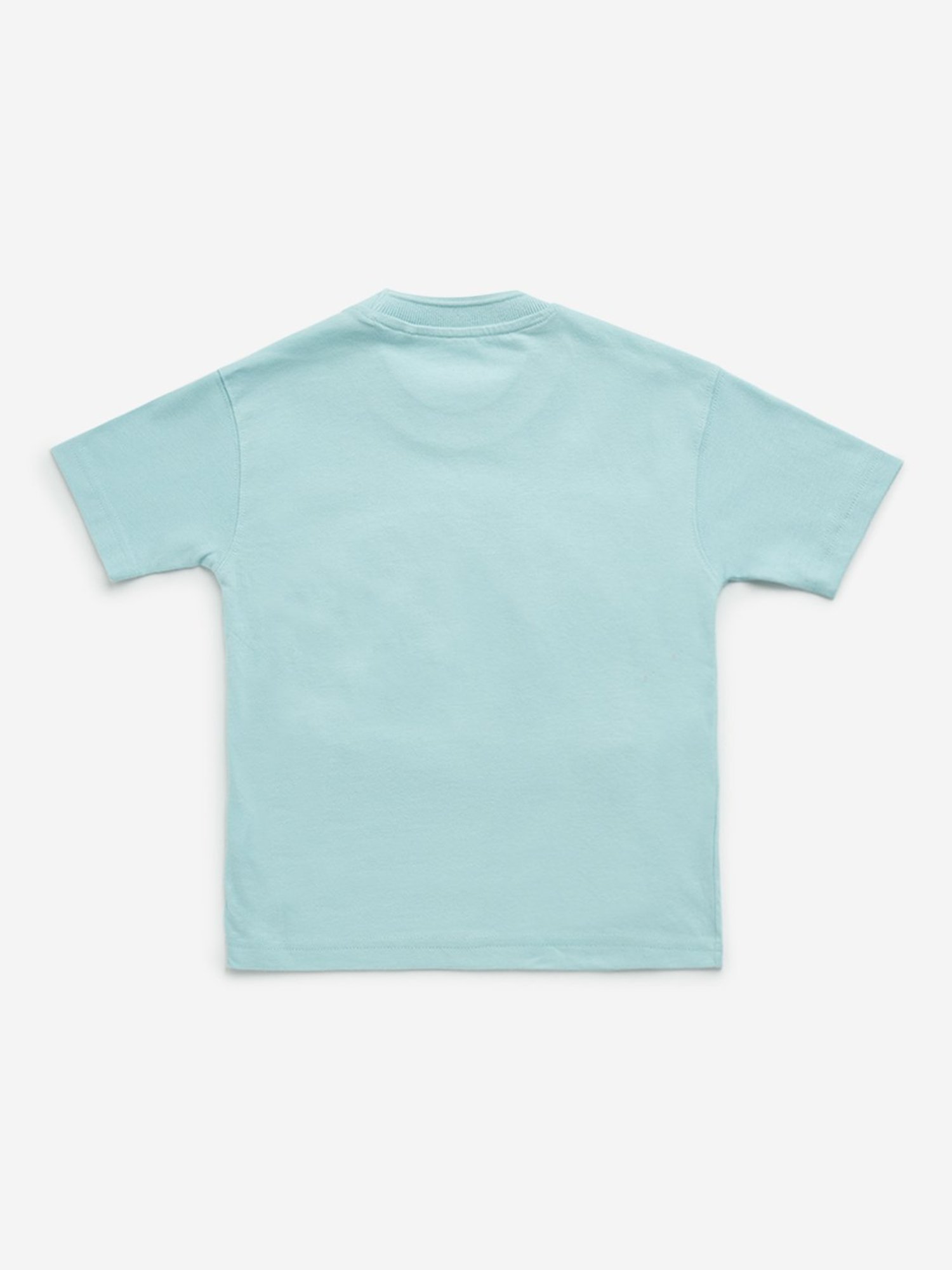HOP Kids by Westside Teal Text Embossed Cotton T-Shirt