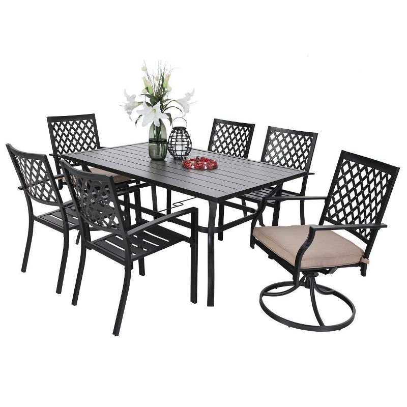 7pc Outdoor Dining Set with 37" Table & Swivel Arm Chairs - Captiva Designs
