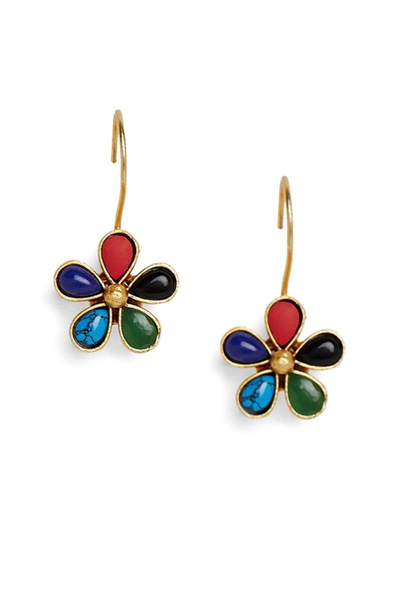 Panash Multicolor Brass Floral Drop Earrings