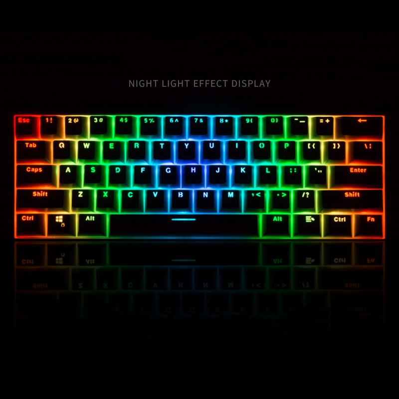 Royal Kludge RK61 Mechanical Bluetooth 3.0 Wired/Wireless 61 Keys Multi-Device RGB Backlit Gaming/Office Keyboard for iOS, Android, Windows and Mac with Rechargeable Battery, Blue Switch - White