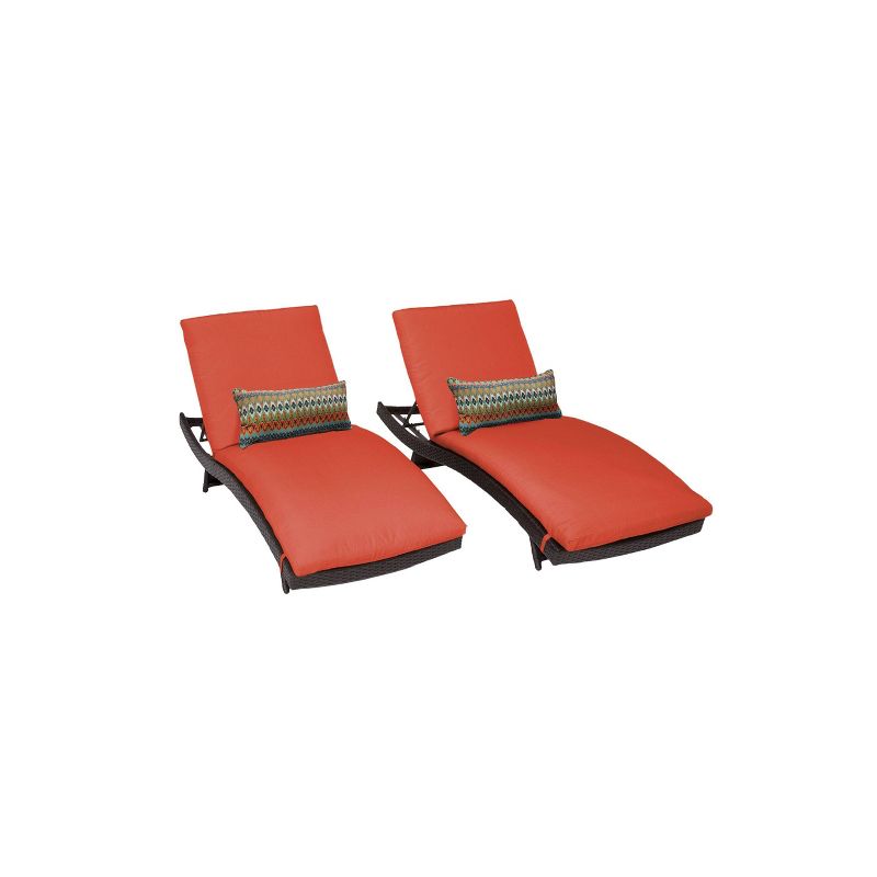 Bali 2pk Patio Chaise Lounges with Cushions - Tangerine - TK Classics