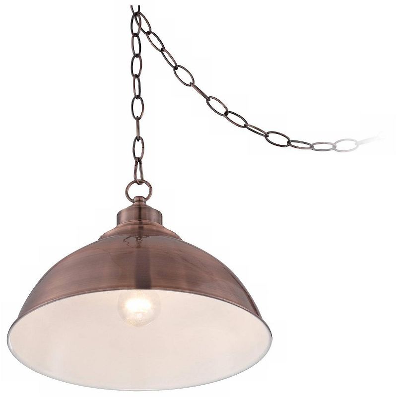 Franklin Iron Works Copper Dome Pendant Light 13 1/4" Wide Modern Industrial Rustic Fixture for Kitchen Island Dining Room