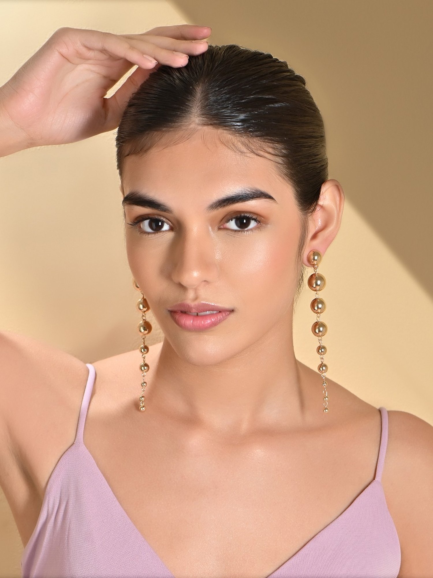 ToniQ Gold Korean Drop Earrings for Women