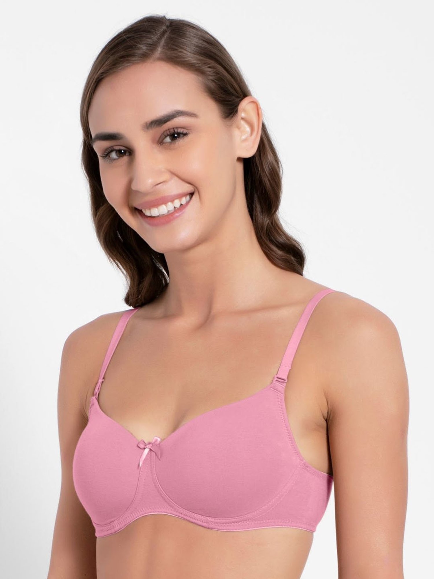 Jockey Fe23 Pink Wirefree Padded Medium Coverage Multiway Styling T-Shirt Bra