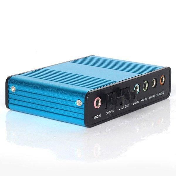 Blue 6 channel 5.1 External Audio Music Sound Card Soundcard For Laptop PC