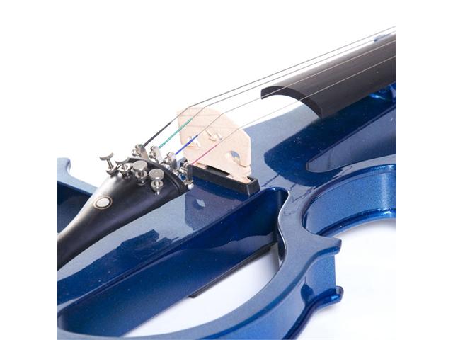 Cecilio 4/4CEVN-2BL 4/4 Full Size Electric Silent Solidwood Violin w/ Ebony Fittings in Style 2 - Metallic Blue