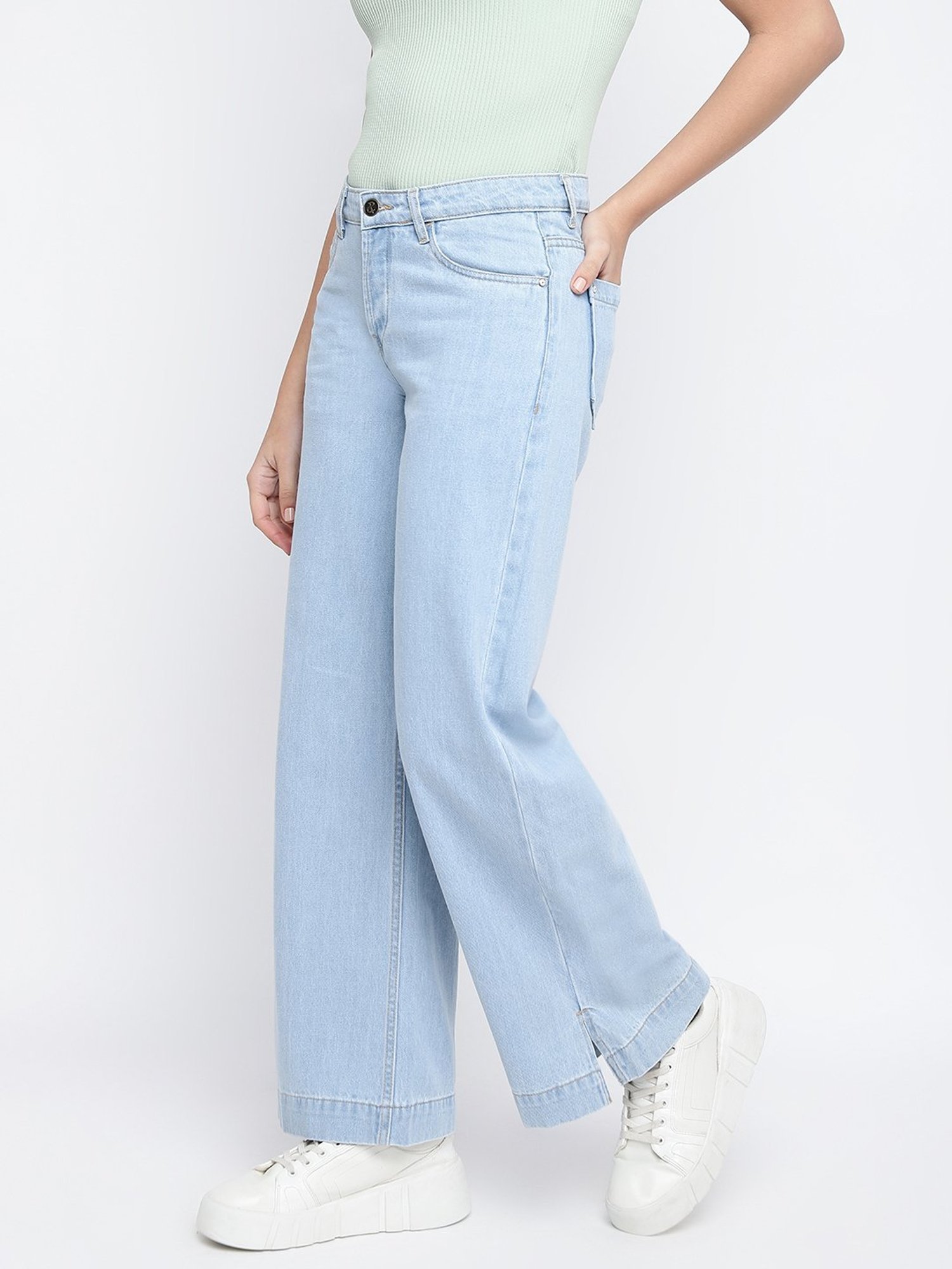 Tales & Stories Light Blue Relaxed Fit Mid Rise Jeans