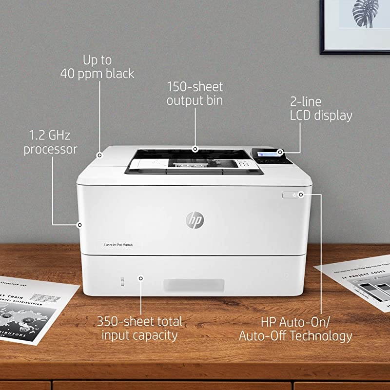 LaserJet Pro M404n Laser Printer with Built-in Ethernet & Security Features (W1A52A)