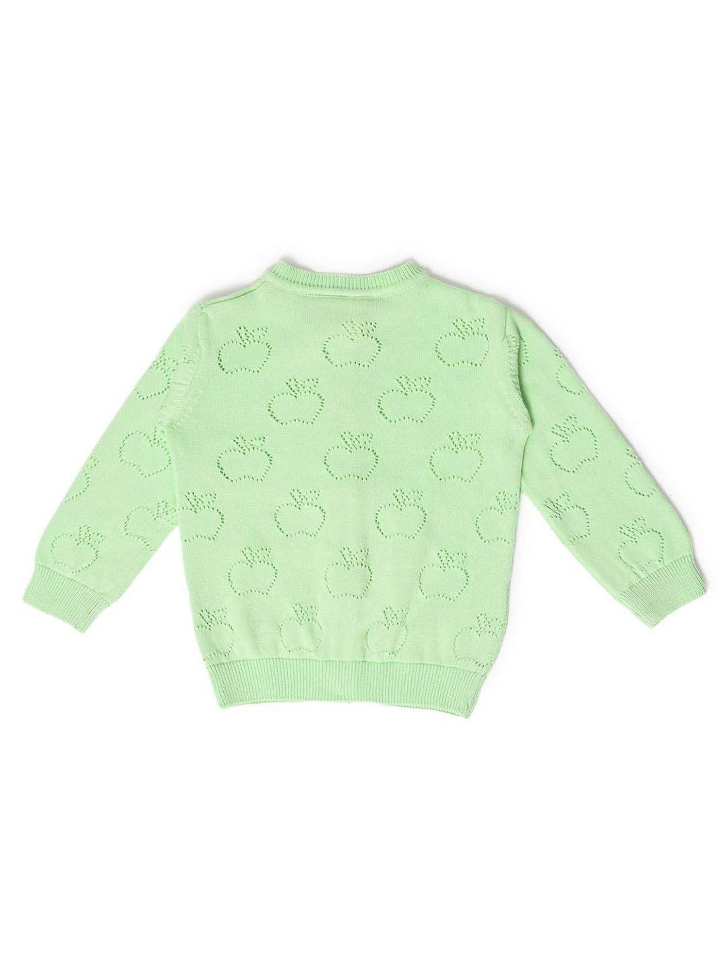 MiArcus Kids Green Cotton Cut Work Full Sleeves Cardigan