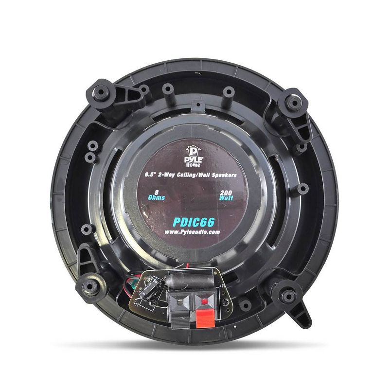 Pyle PDIC66 200 Watt 6.5 Inch In Wall or In Ceiling Flush Mount Dual Stereo 2 Way Home Theater Surround Sound Speakers, White (1 Pair)