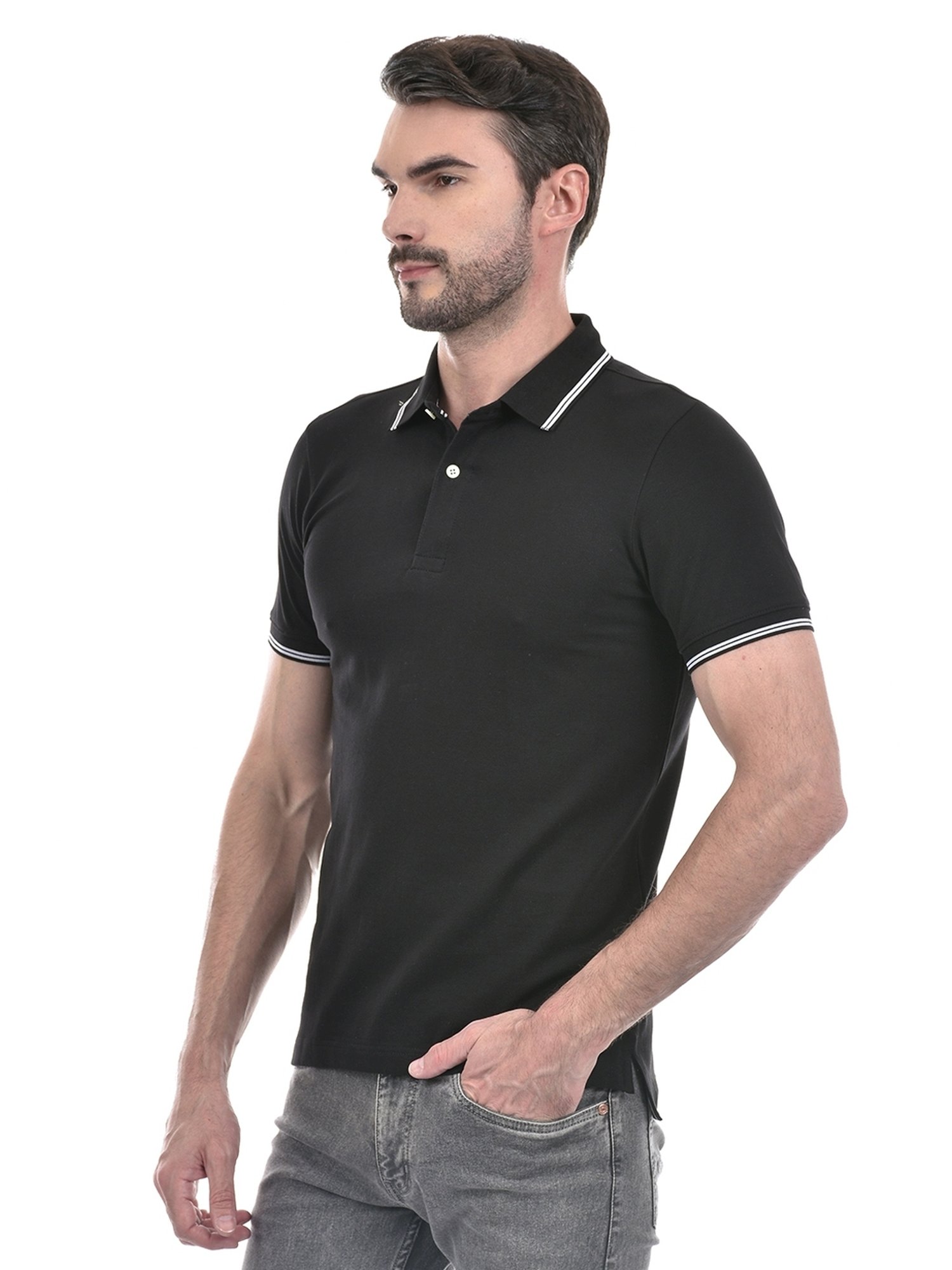 Numero Uno Black Regular Fit Polo T-Shirt