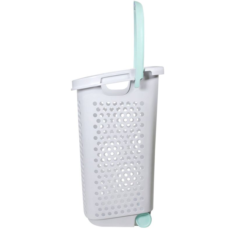 Rolling Laundry Hamper White with Handles Turquoise - Room Essentials™