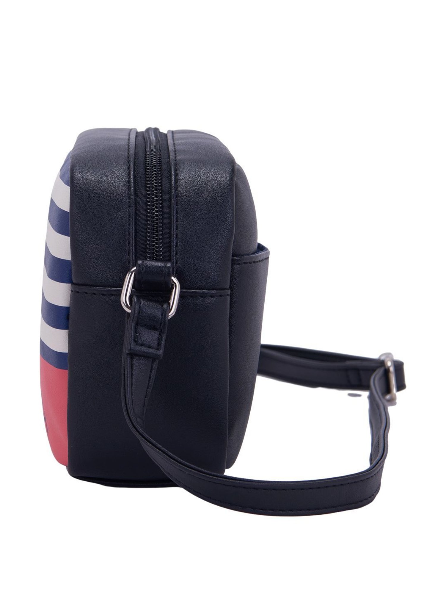 Nautica Black Striped Medium Sling Handbag