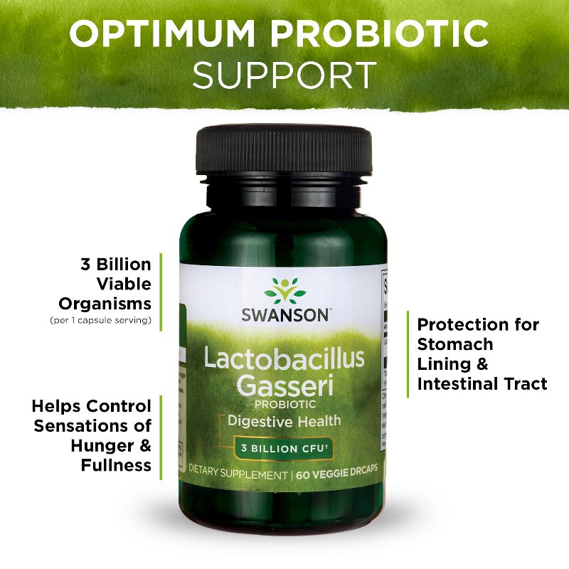 Swanson Lactobacillus Gasseri Probiotic Vegetable Capsules, 3 Billion Cfu, 60 Count.
