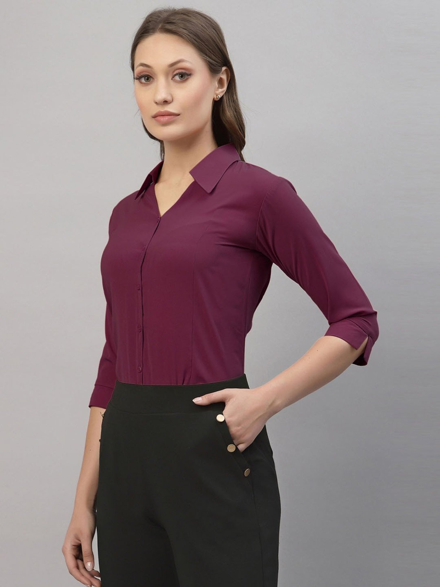 SELVIA Wine Regular Fit Formal Shirt