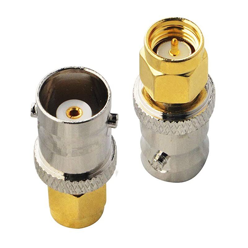 BNC SMA Coax Connector SMA Male to BNC Female Coaxial Connector Low Loss Coax Adapter for RF Antennas, Wireless LAN Devices, Coaxial cable, WiFi, Ham or Handheld Radios, Scanner, SDR Pack of 2