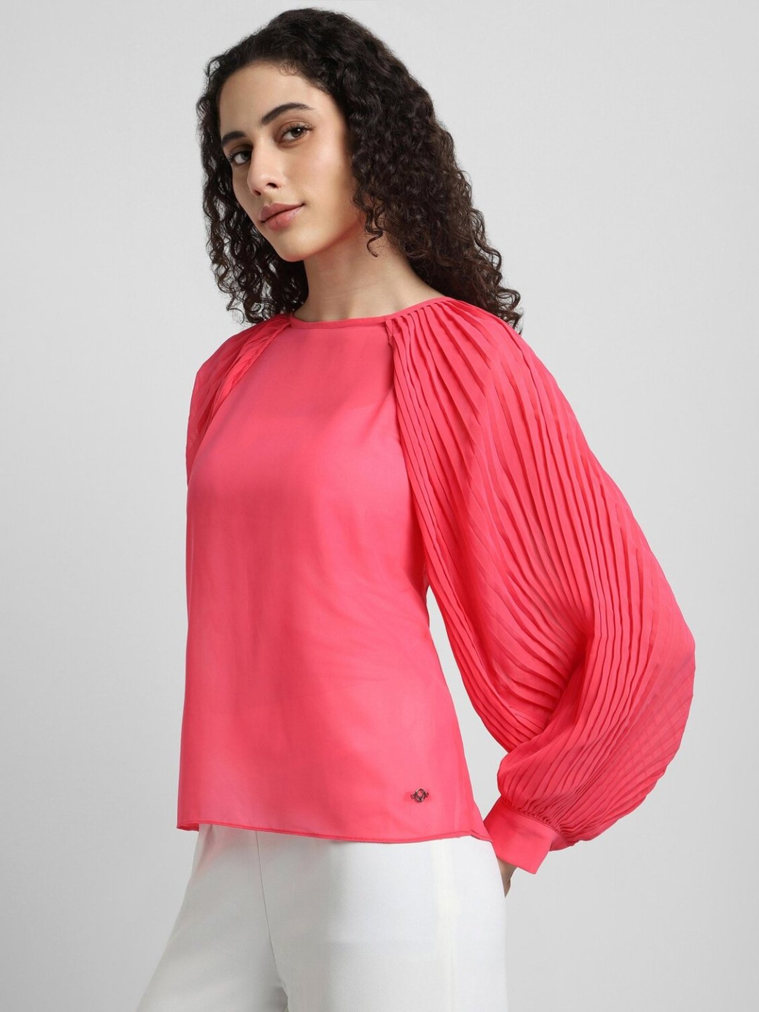 Allen Solly Pink Pleated Top