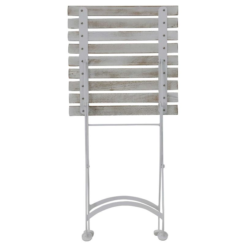 Sunnydaze Indoor/Outdoor European Chestnut Wood Folding Square Patio Accent Side Table - 20" - White
