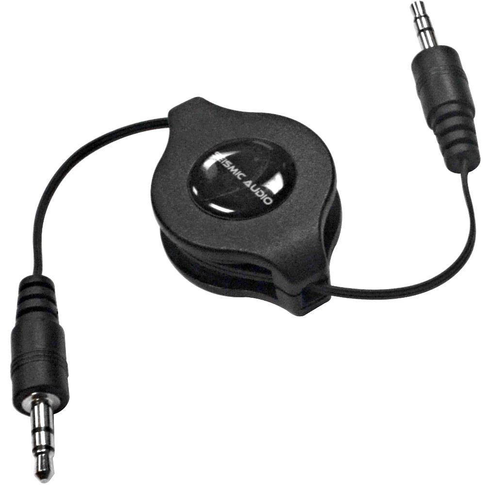 Seismic Audio - SA-iERet3-2Pack - 2 Pack of 3 Foot Retractable 1/8" (3.55mm) Stereo Male to Male Patch Cables for connecting Mobile Audio Devices