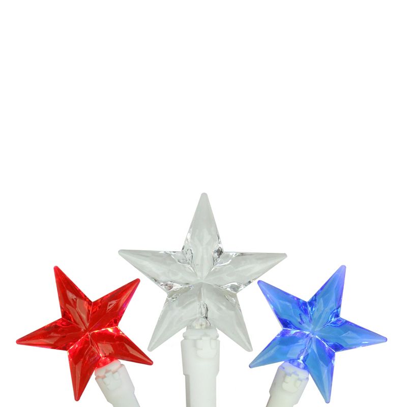Northlight 30-Count Red and Blue LED Patriotic Star Fourth of July String Light Set, 7ft White Wire