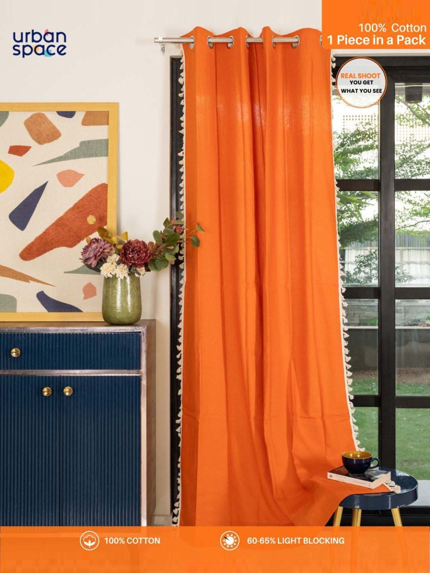 Urban Space Aura Burnt Orange Cotton Window Curtain