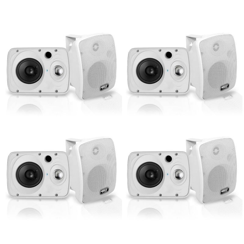 Pyle PDWR64BTW 6.5 Inch 800 Watt Waterproof Stereo Speaker System for Indoor or Outdoor Theater Bluetooth Surround Sound System, White (8 Pack)