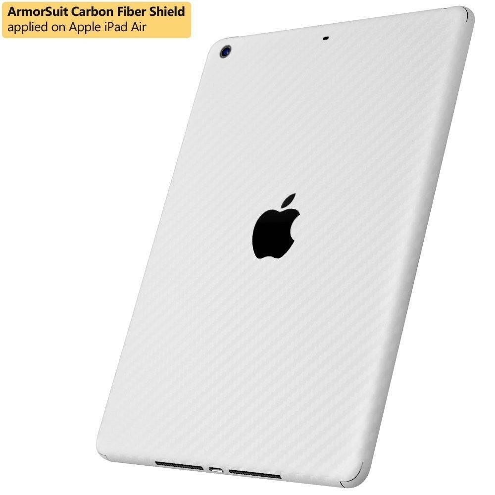 ArmorSuit MilitaryShield Apple iPad Air Screen + White Carbon Fiber Skin! NEW!