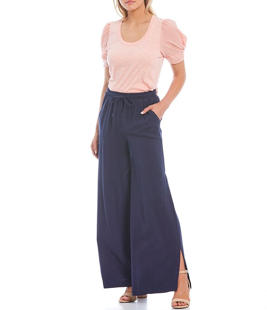 Shabby Chic Slub Knit Scoop Neck Puff Sleeve Zia Top