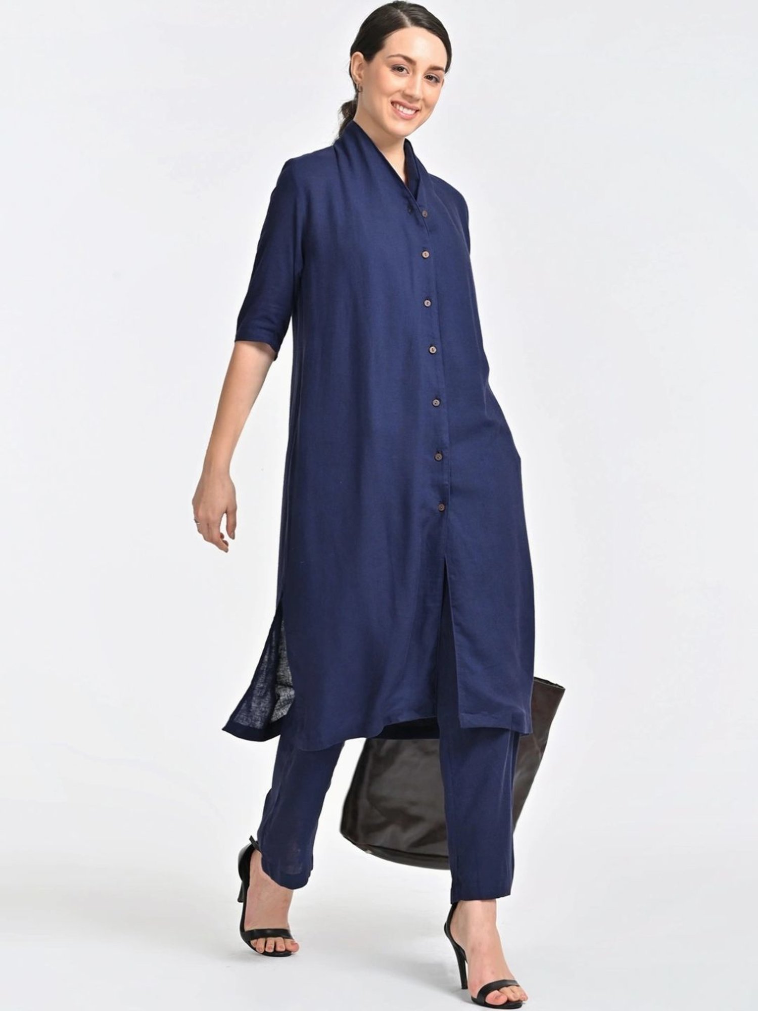 Saltpetre Linen Navy Long Shirt