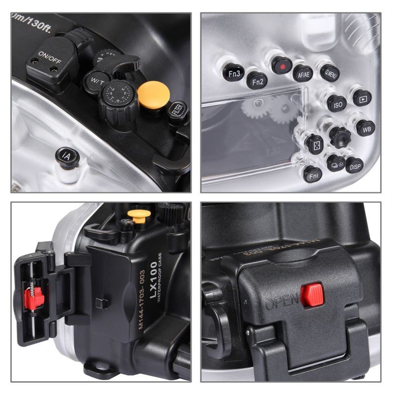 40m Underwater Depth Diving Case Waterproof Camera Housing for Panasonic LUMIX DMC-LX100 Black