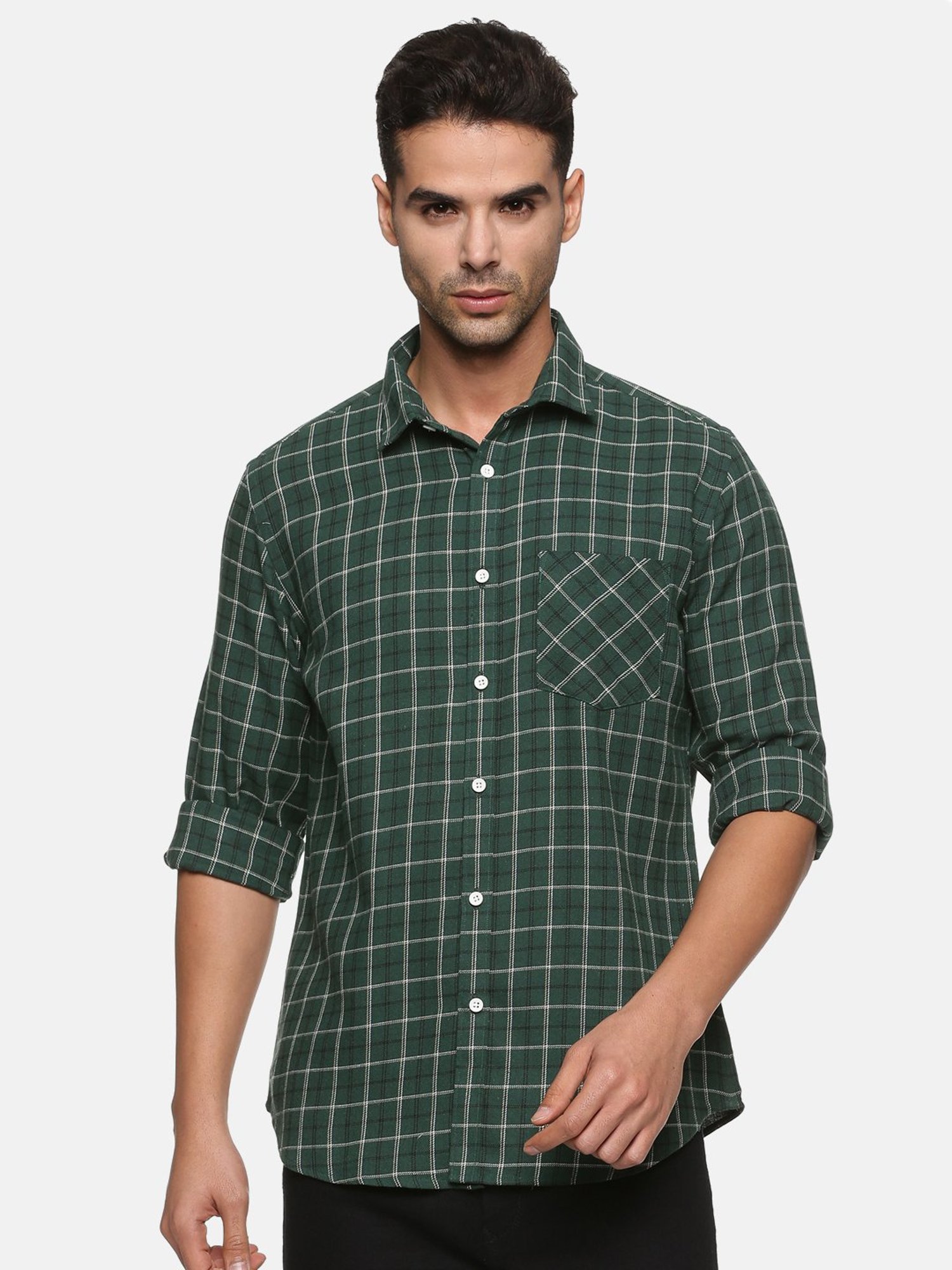 Don Vino Green Slim Fit Check Shirt