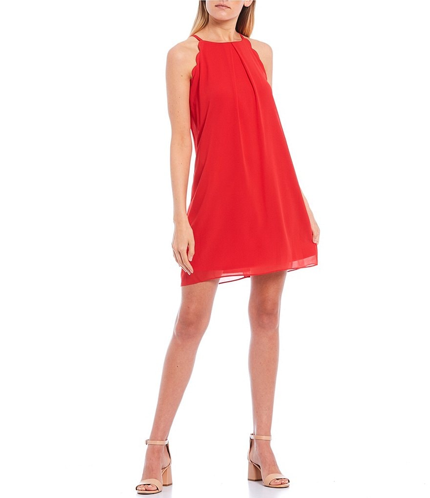 I.N. San Francisco Scalloped Shift Dress