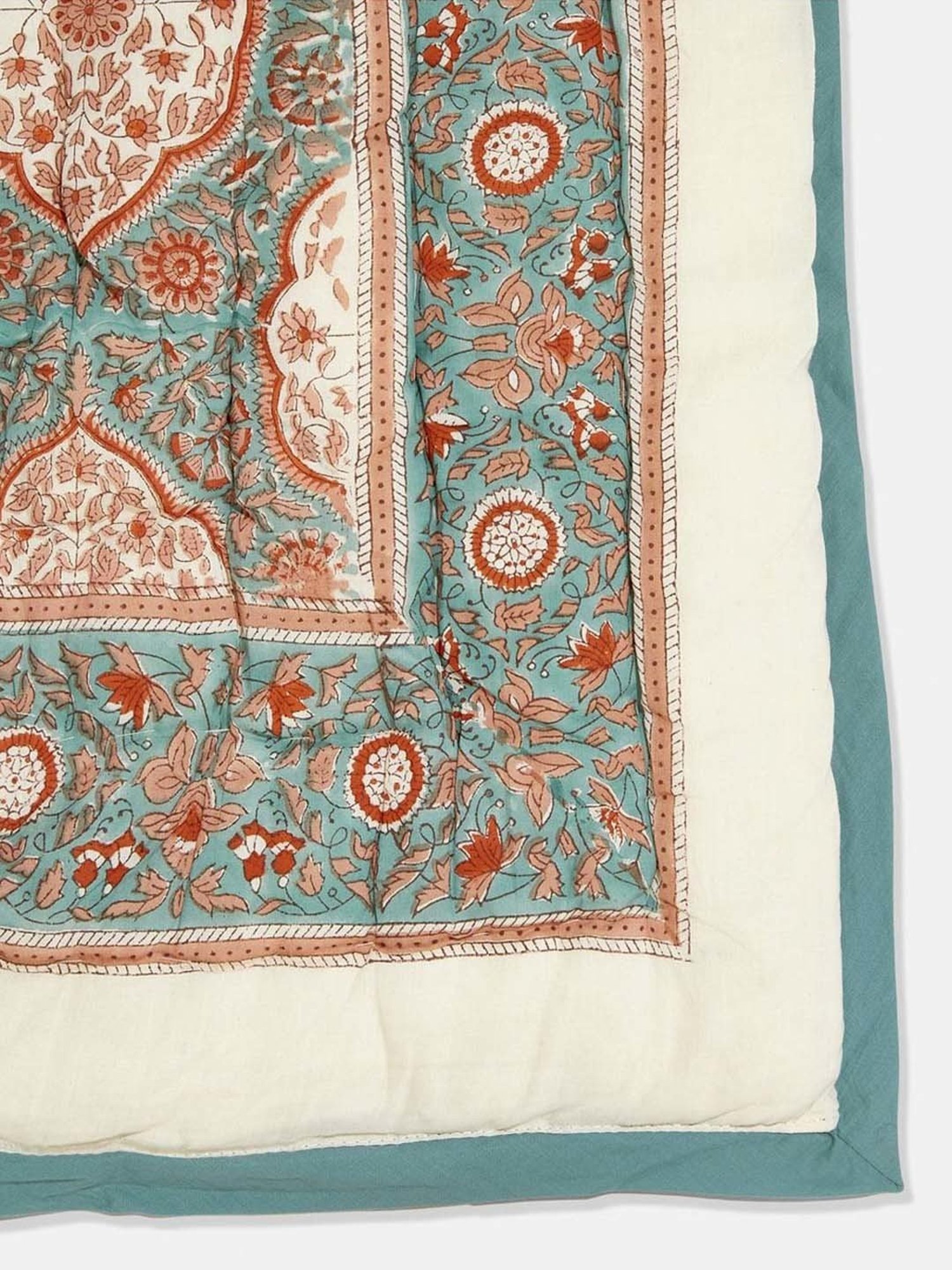 Maspar Vincent Green & Blue Cotton 120 TC Reversible Quilt - Set of 1