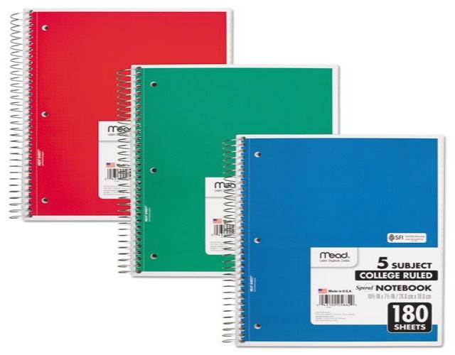 Spiral Bound Notebook, College Rule, 8 x 10-1/2, White,Twin wire, 180 Sheets, Sold as 1 Each