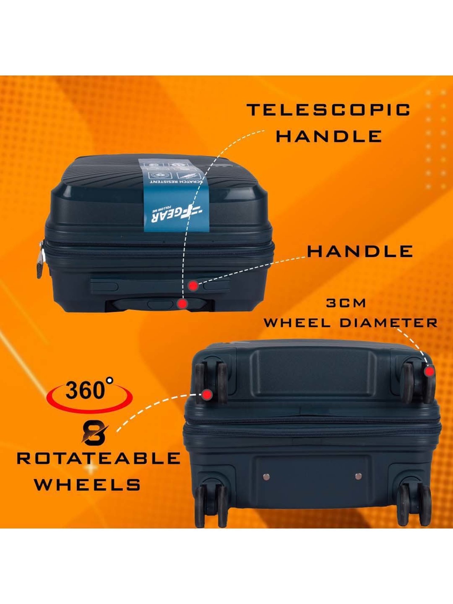 F Gear 4 Wheel Small Hard Cabin Trolley - 36 cm