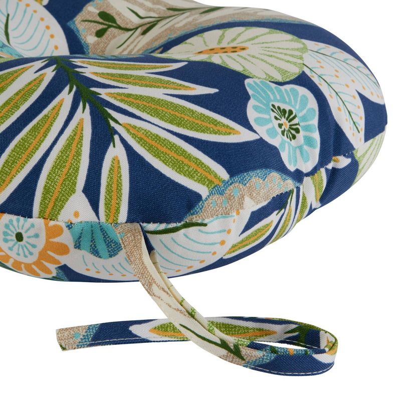 Set of Two 15" Marlow Floral Outdoor Bistro Chair Cushions - Kensington Garden