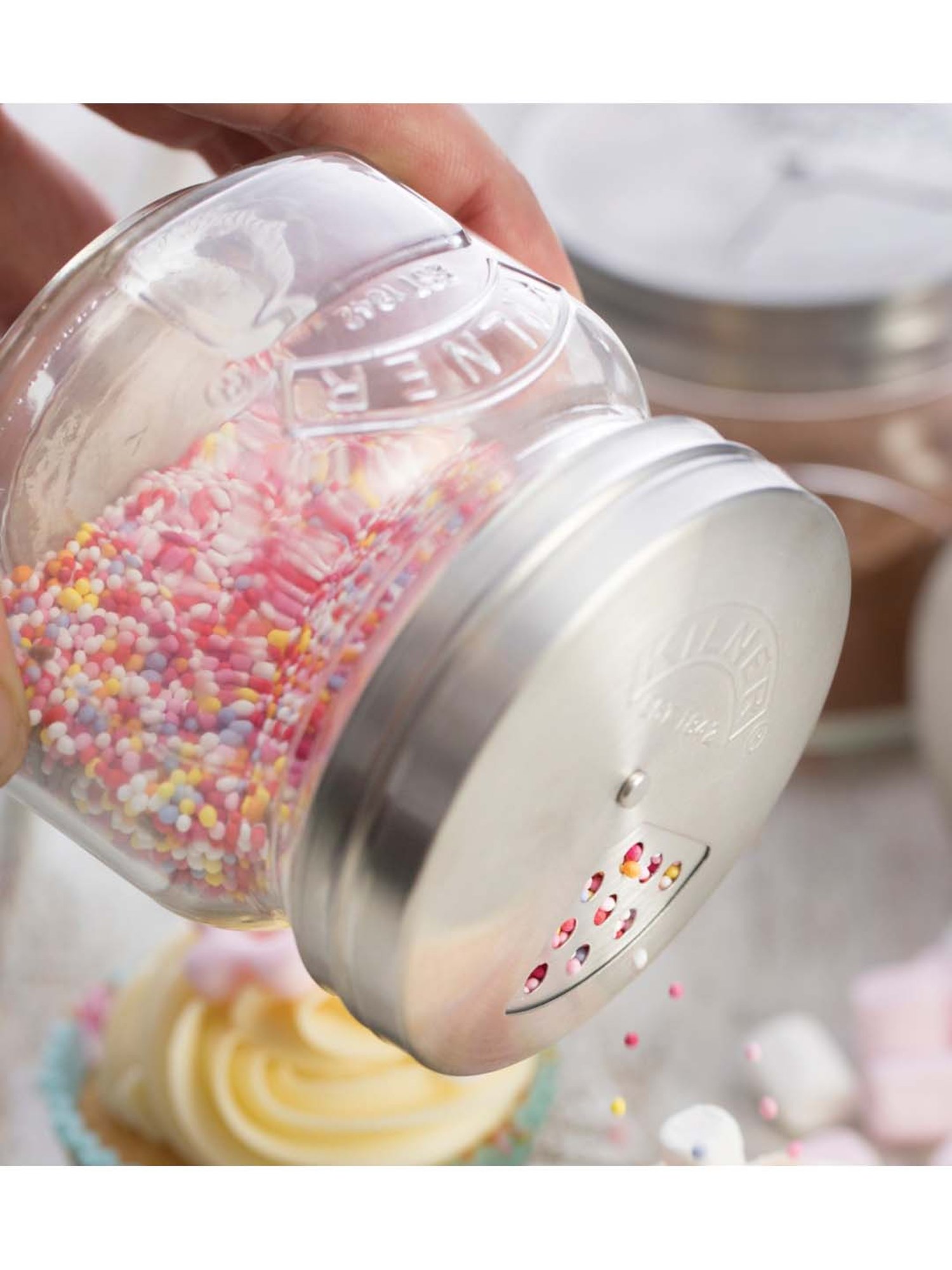 Kilner Transparent & Silver 8 cm Storage Jar With Shaker Lid (0.25 L) - Set of 1